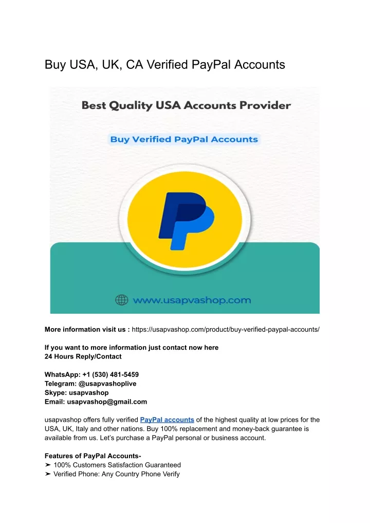 buy usa uk ca verified paypal accounts