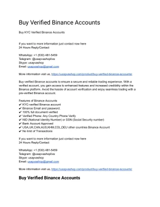 Buy Verified Binance Accounts - 100% KYC & Document verified