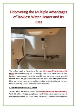 discovering the multiple advantages of tankless water heater and its uses