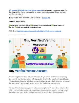 Buy Verified Venmo Accounts. Misrepresenting your identity