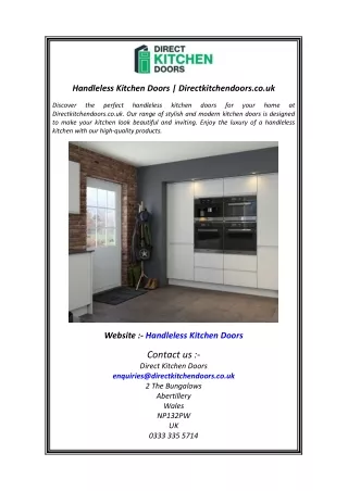 Handleless Kitchen Doors Directkitchendoors.co.uk