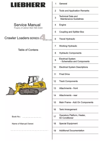 Liebherr LR 624 LR624 Crawler Loader Series 4 Litronic Service Repair Manual