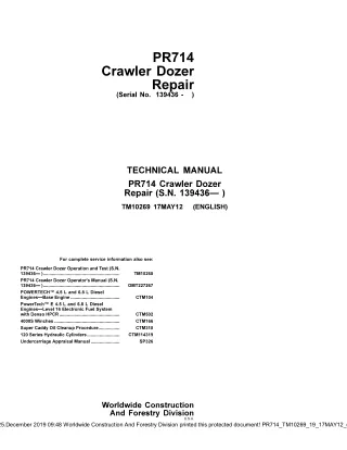 LIEBHERR PR 714 Crawler Dozer Service Repair Manual (TM10269)