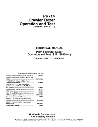 LIEBHERR PR 714 Series 4 Crawler Dozer Operation and Test manual (TM10268)