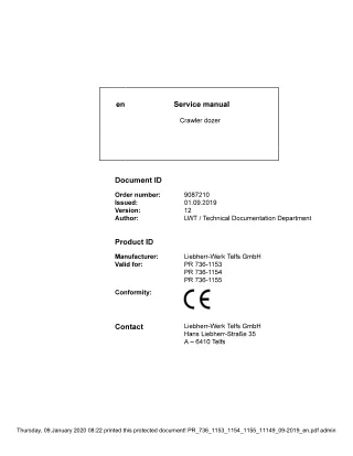LIEBHERR PR 736-1155 Crawler Dozer Service Repair Manual