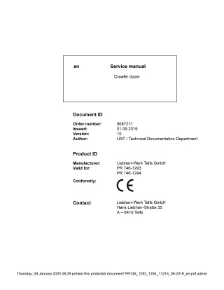 LIEBHERR PR 746-1293 Crawler Dozer Service Repair Manual