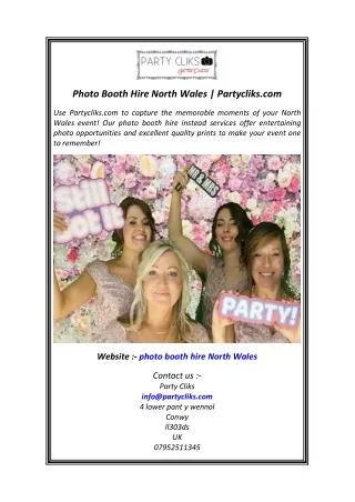Photo Booth Hire North Wales Partycliks.com