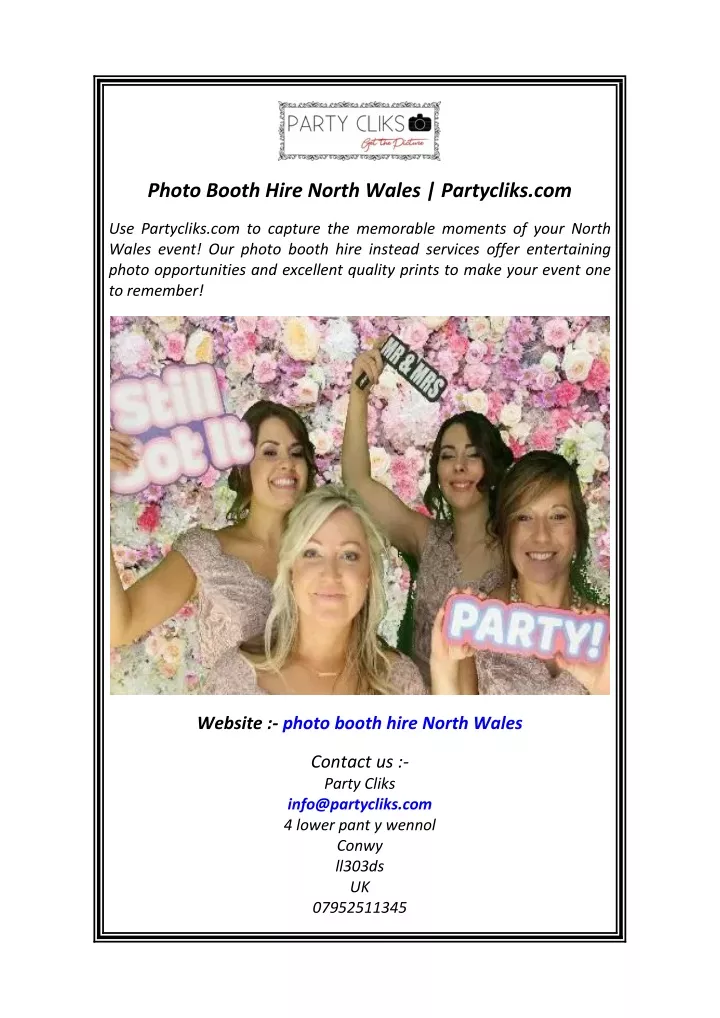 photo booth hire north wales partycliks com