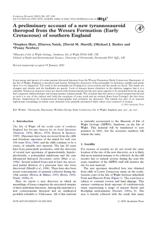 A preliminary account of a new tyrannosauroid theropod from the Wessex Formation (Early Cretaceous) of southern England