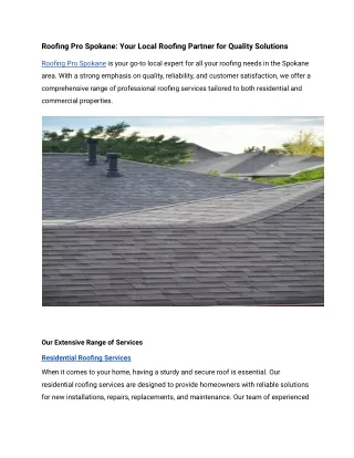 Roofing Pro Spokane_ Your Local Roofing Partner for Quality Solutions
