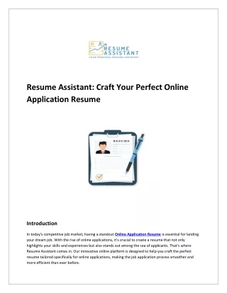 Resume Assistant: Craft Your Perfect Online Application Resume
