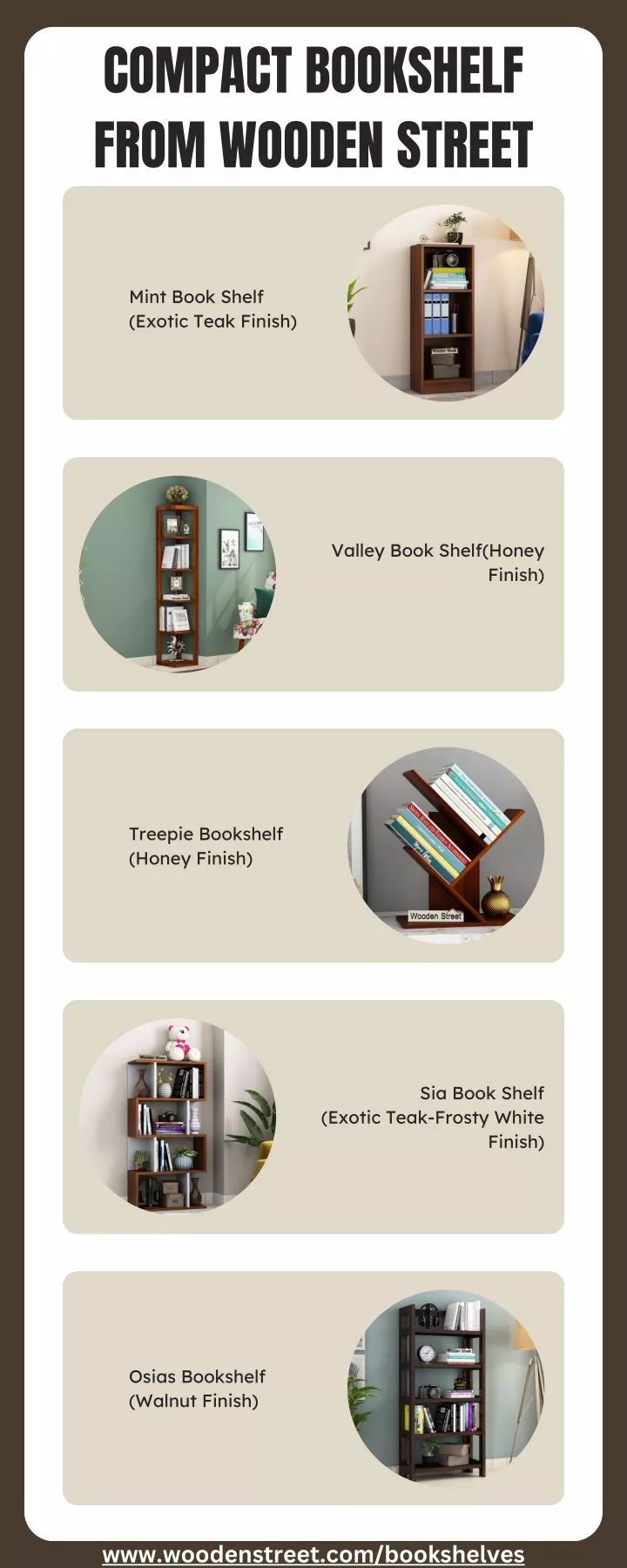 compact bookshelf from wooden street