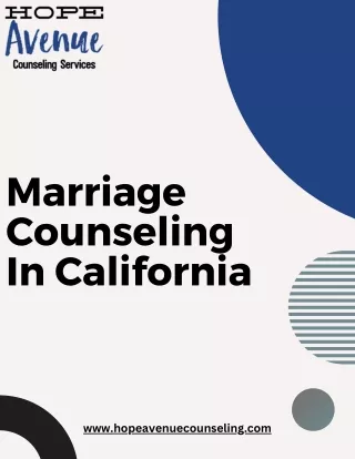Get Professional Marriage Counseling in California