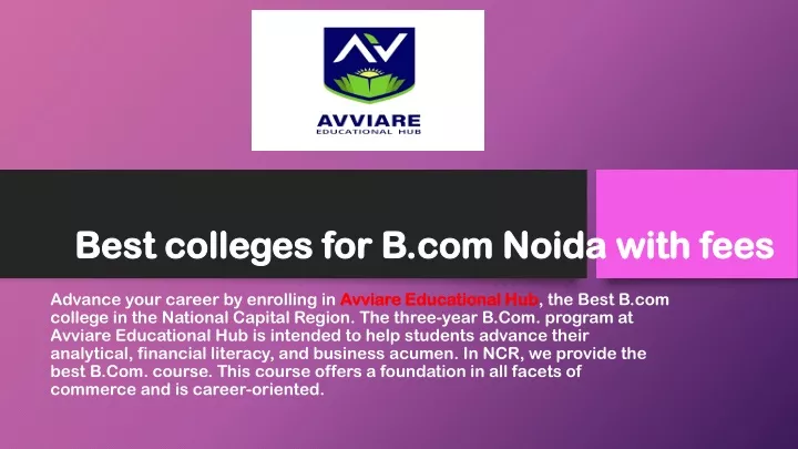 best colleges for b com noida with fees best