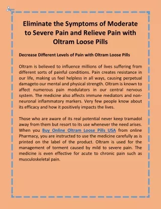 Oltram Loose Pills Relieve Moderate to Severe Pain