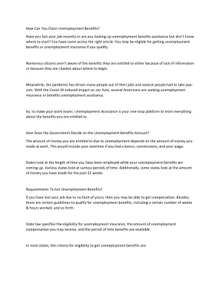 how can you claim unemployment benefits