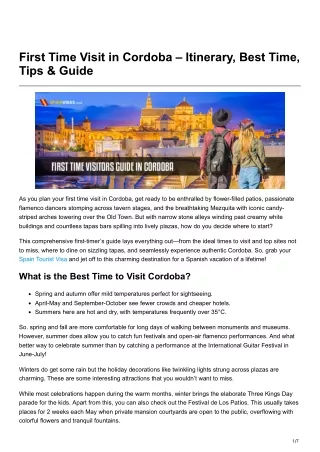 First Time Visit in Cordoba – Itinerary, Best Time, Tips & Guide