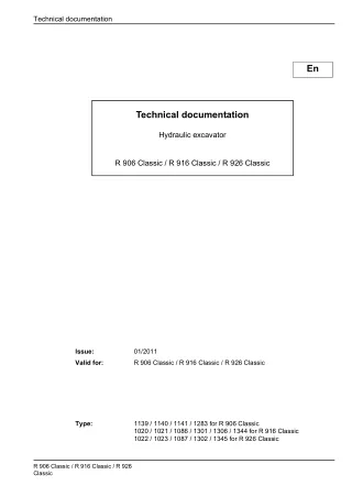 Liebherr R 906 Classic Hydraulic Excavator Service Repair Manual SN：23145 and up