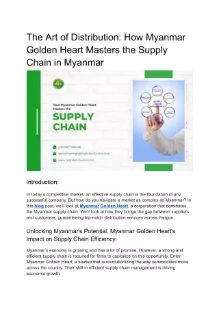 The Art of Distribution - How Myanmar Golden Heart Masters the Supply Chain in Myanmar