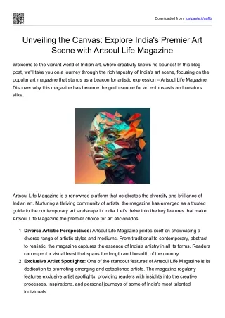 Unveiling the Canvas: Explore India's Premier Art Scene with Artsoul Life Magazi