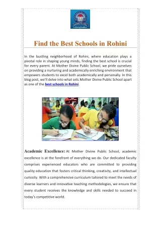 find the best schools in rohini