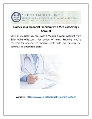 Unlock Your Financial Freedom with Medical Savings Account