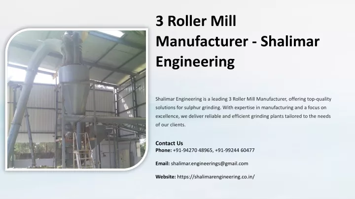 3 roller mill manufacturer shalimar engineering