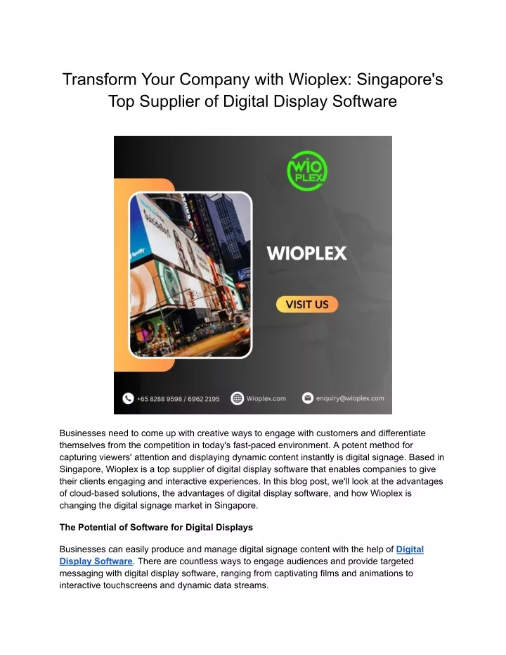 transform your company with wioplex singapore