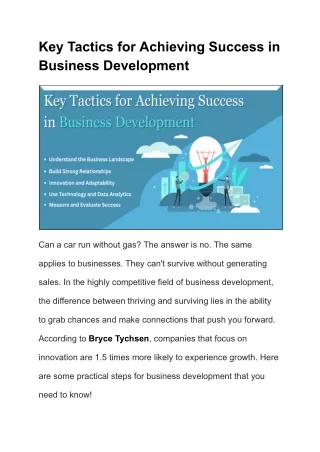 Unlocking Success Essential Tactics for Effective Business Development