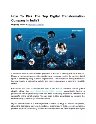 How To Pick The Top Digital Transformation Company In India?