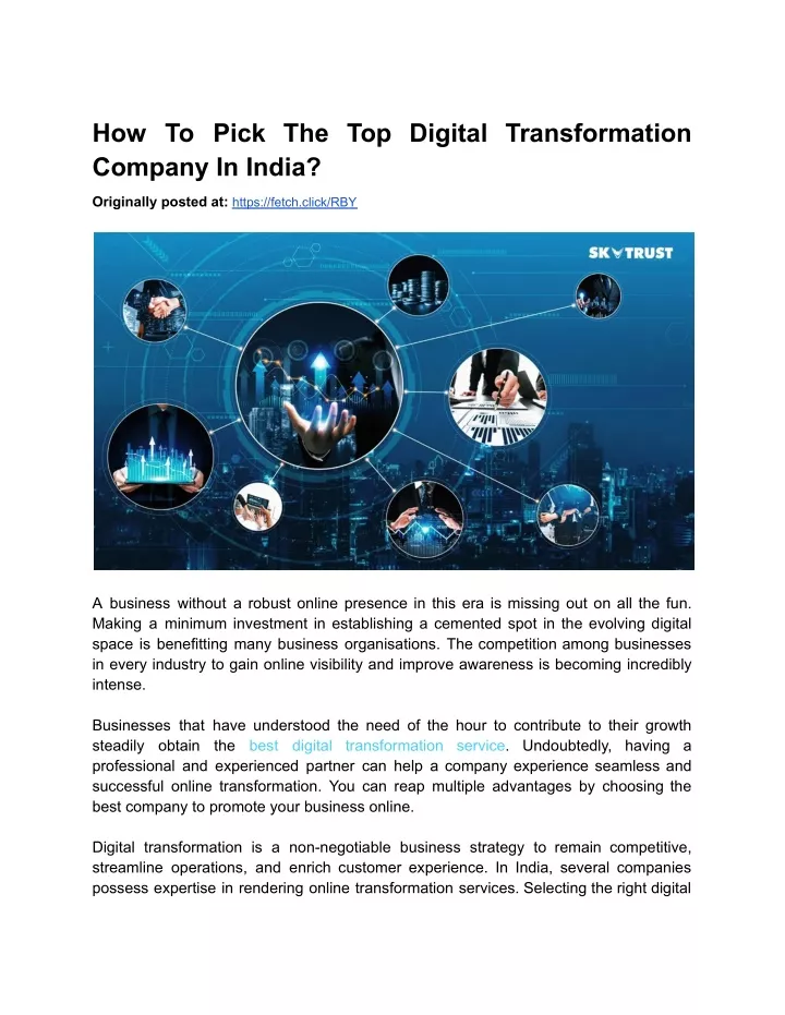 how to pick the top digital transformation