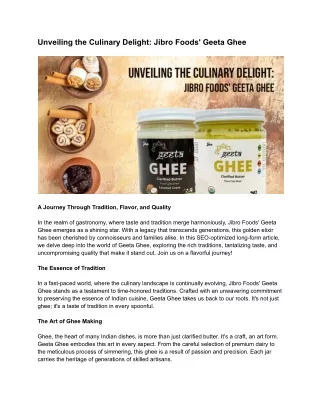 Unveiling the Culinary Delight_ Jibro Foods' Geeta Ghee
