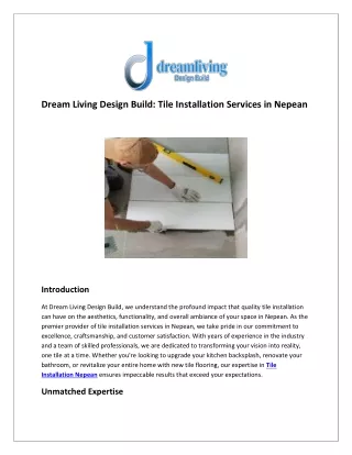 Dream Living Design Build: Tile Installation Services in Nepean