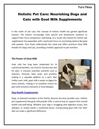 Holistic Pet Supplements