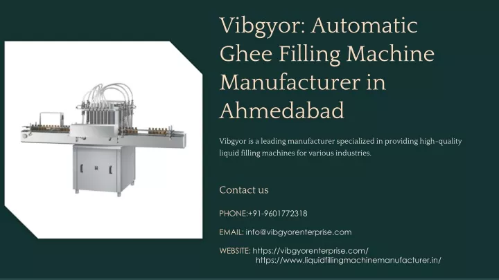 vibgyor automatic ghee filling machine