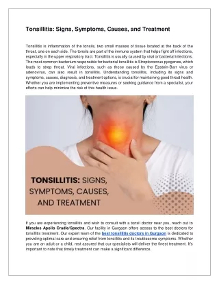 Tonsillitis Signs Symptoms Causes and Treatment