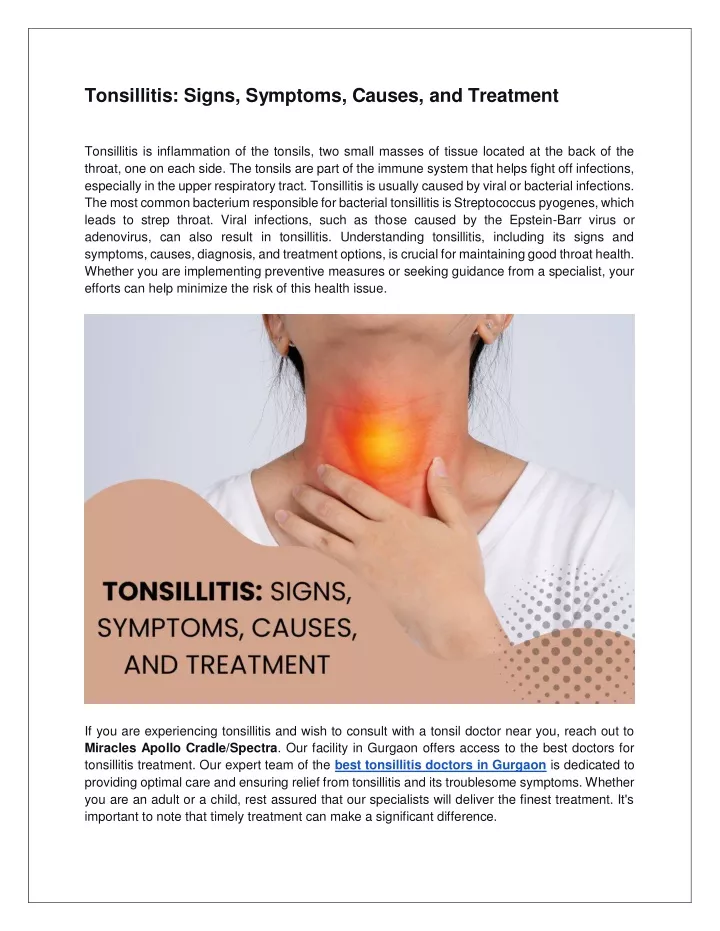 tonsillitis signs symptoms causes and treatment