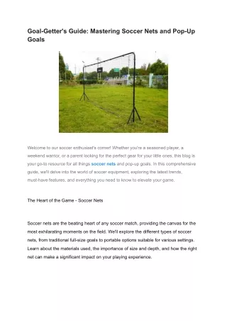 Goal-Getter's Guide_ Mastering Soccer Nets and Pop-Up Goals