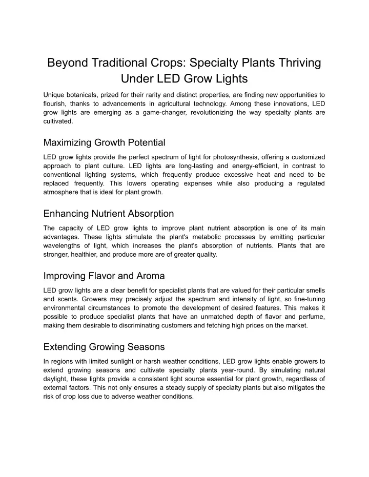 PPT - Beyond Traditional Crops_ Specialty Plants Thriving Under LED ...