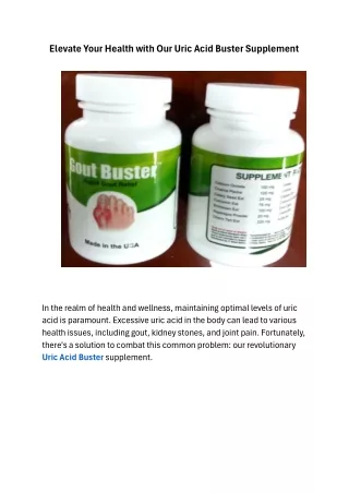Elevate Your Health with Our Uric Acid Buster Supplement