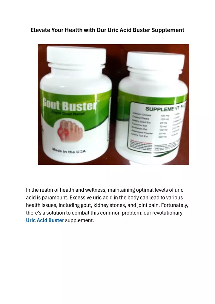 elevate your health with our uric acid buster