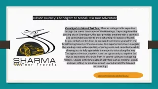 Chandigarh to Manali Taxi Tour