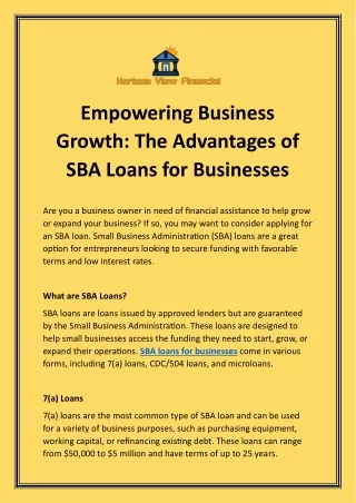 Empowering Business Growth- The Advantages of SBA Loans for Businesses