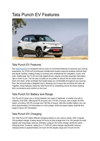 Tata Punch EV Features