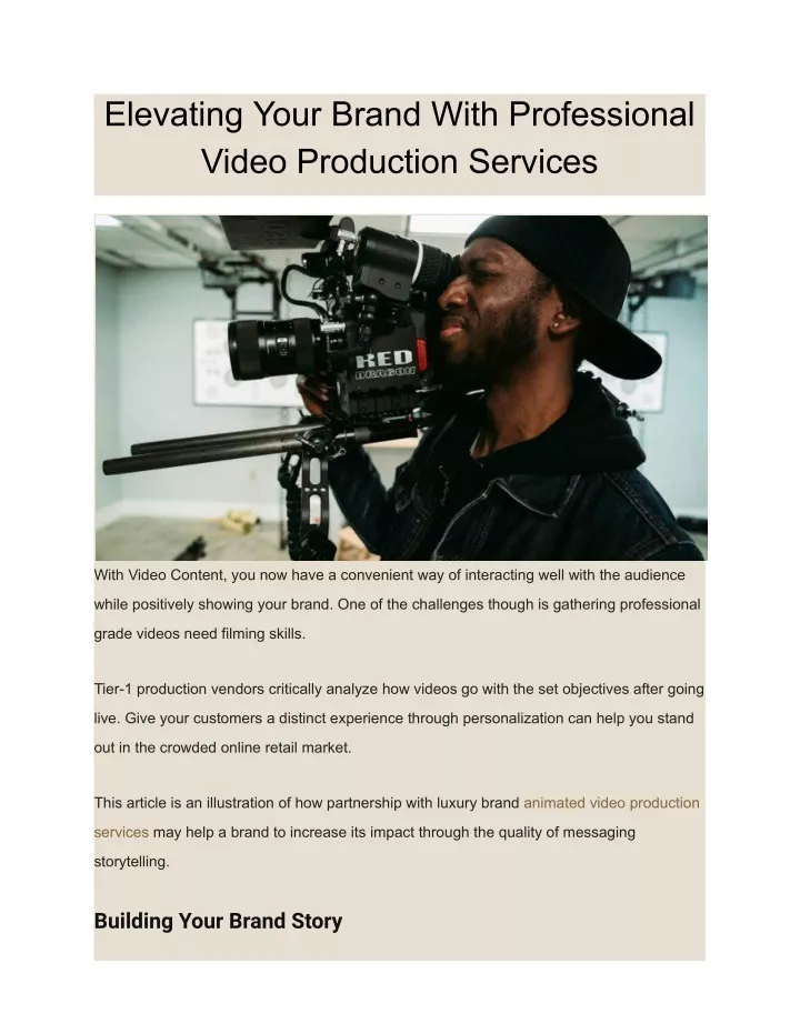 elevating your brand with professional video
