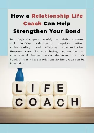 How a Relationship Life Coach Can Help Strengthen Your Bond