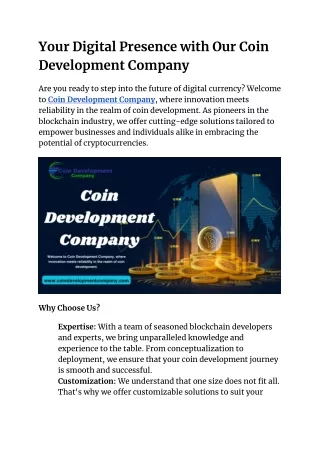 Your Digital Presence with Our Coin Development Company