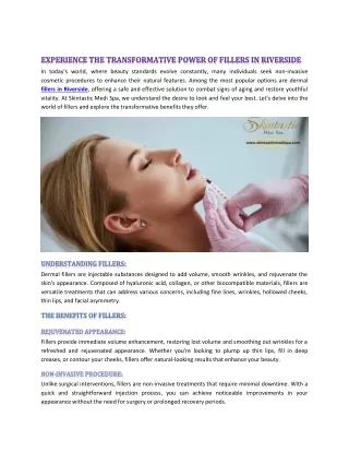 Experience the Transformative Power of Fillers in Riverside