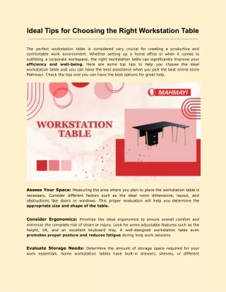 Ideal Tips for Choosing the Right Workstation Table