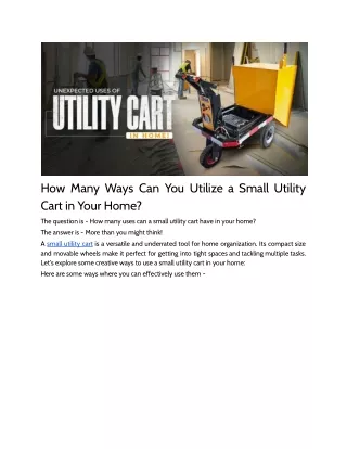 How Many Ways Can You Utilize a Small Utility Cart in Your Home